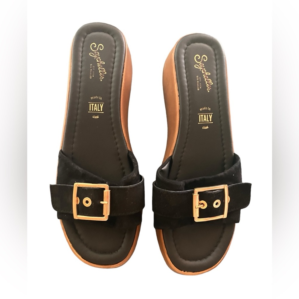 Seychelles Black Suede Slides Size 9 New Without Box